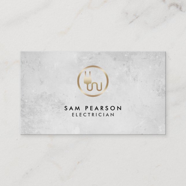 Electrician Gold Electric Plug Icon Business Card (Front)