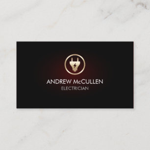 Electrician Home Repair Plug Icon Red Glow Business Card