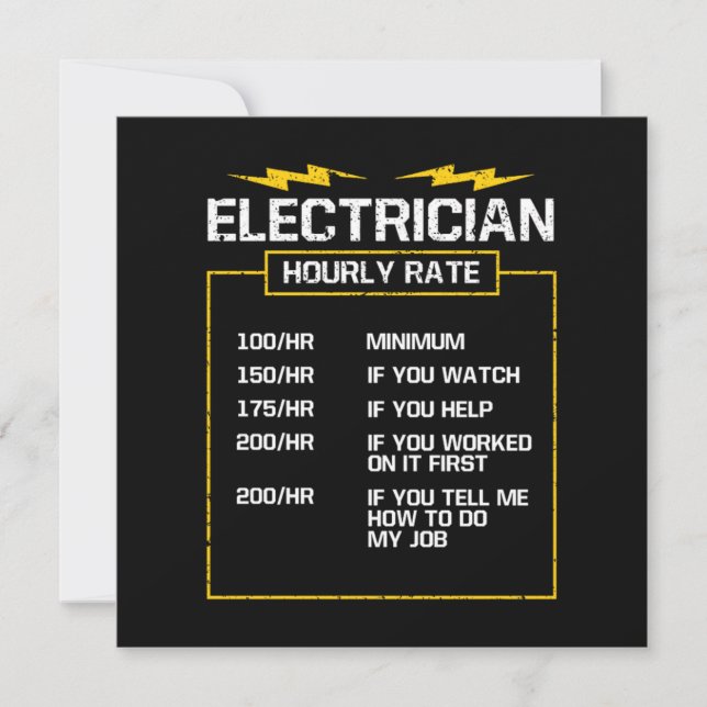 Electrician Hourly Rate Electrical Engineering Invitation (Front)