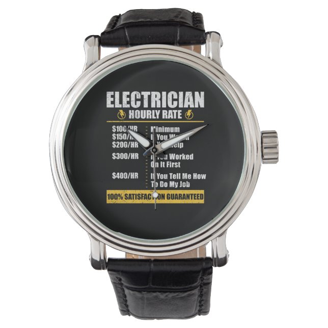 Electrician Hourly Rate Funny Lineman Dad Retro Watch (Front)