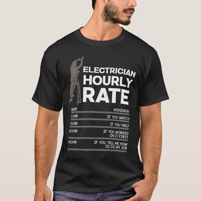 Electrician Hourly Rates Lineman Retro Electrician T-Shirt (Front)