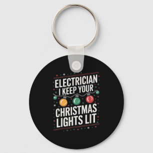 Electrician I Keep Yours Christmas Lights Lit Elec Key Ring