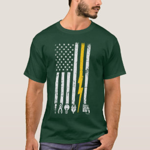 Electrician Icons US Flag Electrical Patriotic Men T-Shirt