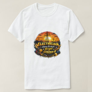 Electrician Keeping The World Bright Retro Sunset T-Shirt