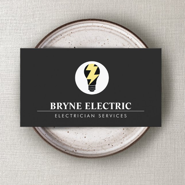 Electrician Light Bulb Logo Business Card (Creator Uploaded)