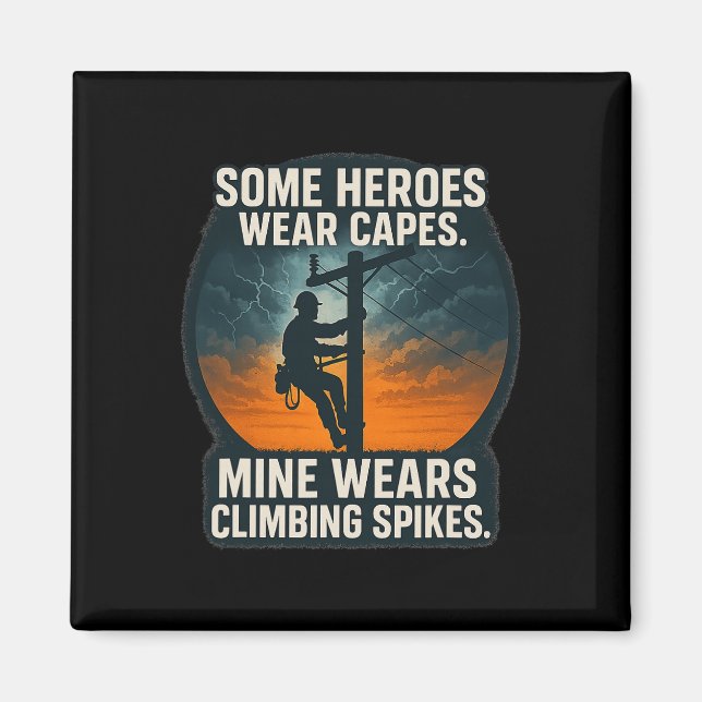Electrician Lineworker Pride Climbing Spikes Desig Magnet (Front)