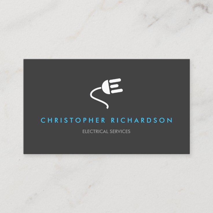 ELECTRICIAN LOGO MODERN BUSINESS CARD IN GRAY | Zazzle