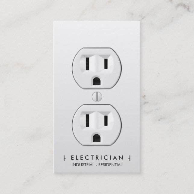 Electrician modern simple white electrical outlet appointment card (Front)