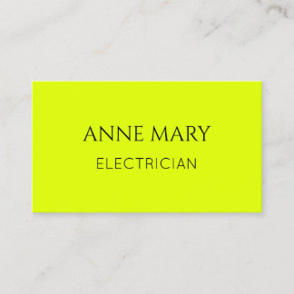  Electrician Neon Yellow Electricity Modern Classy Business Card
