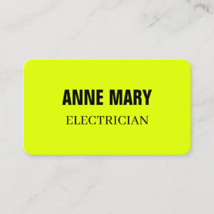Electrician Neon Yellow Fluorescent Electricity Business Card