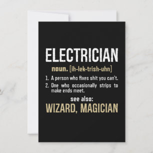 Electrician Noun Definition Funny Lineman Gifts Card