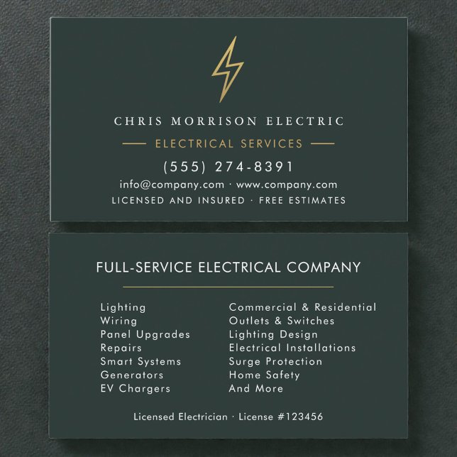 Electrician – Professional Green Electric Company Business Card (Creator Uploaded)