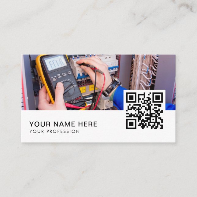 Electrician QR Code  Business Card (Front)