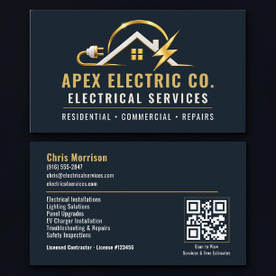Electrician QR Code Professional Services Business Card