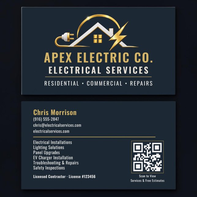 Electrician QR Code Professional Services Business Card (Creator Uploaded)