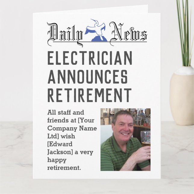 Electrician Retirement Card to Personalise (Front)
