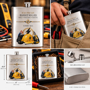 Electrician Retirement Skill Precision Service Fla Hip Flask