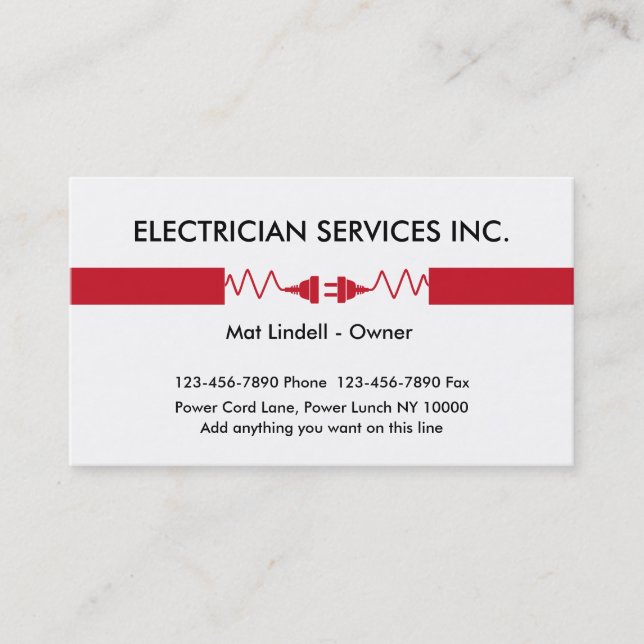 Electrician Service Business Cards (Front)