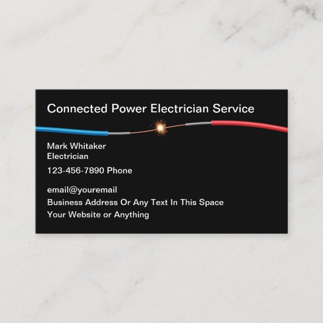 Electrician Spark Wire Business Cards (Front)