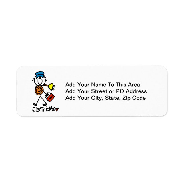 Electrician Stick Figure Return Address Label (Front)