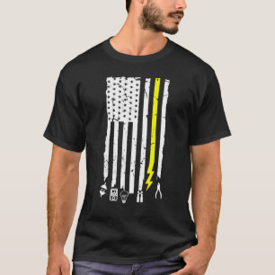 Electrician Tools Themed Us Flag For Electricians T-Shirt