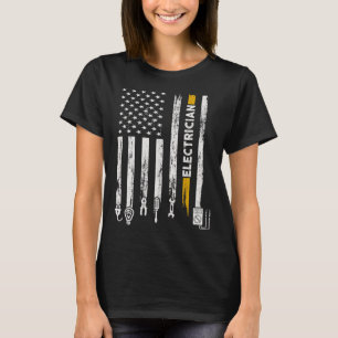 Electrician US Flag Electricians Tools Lineman Fat T-Shirt