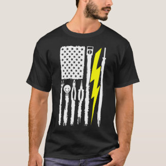 Electrician US Flag Tools for Electricians 1  T-Shirt