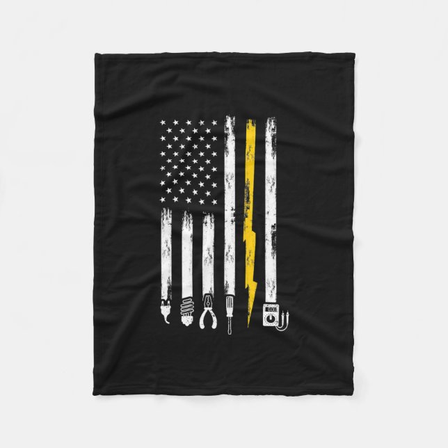 Electrician US Flag Tools for Electricians  Fleece Blanket (Front)