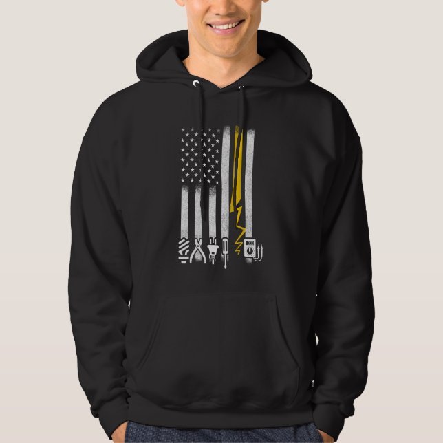 Electrician US Flag Tools for Electricians Hoodie (Front)