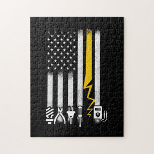 Electrician US Flag Tools for Electricians Jigsaw Puzzle