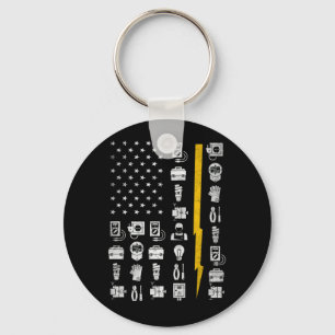 Electrician US Flag Tools for Electricians Key Ring