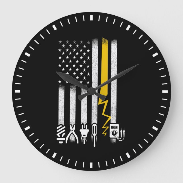 Electrician US Flag Tools for Electricians Large Clock (Front)
