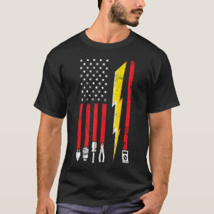 Electrician US Flag Tools For Electricians Men Wom T-Shirt