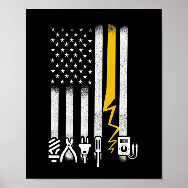 Electrician US Flag Tools for Electricians Poster (Front)