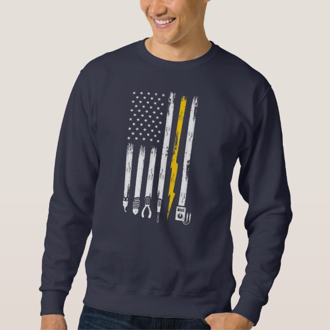 Electrician US Flag Tools for Electricians  Sweatshirt (Front)
