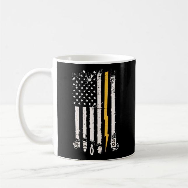 Electrician Us Flag Tools For Electricians Us Coffee Mug (Left)
