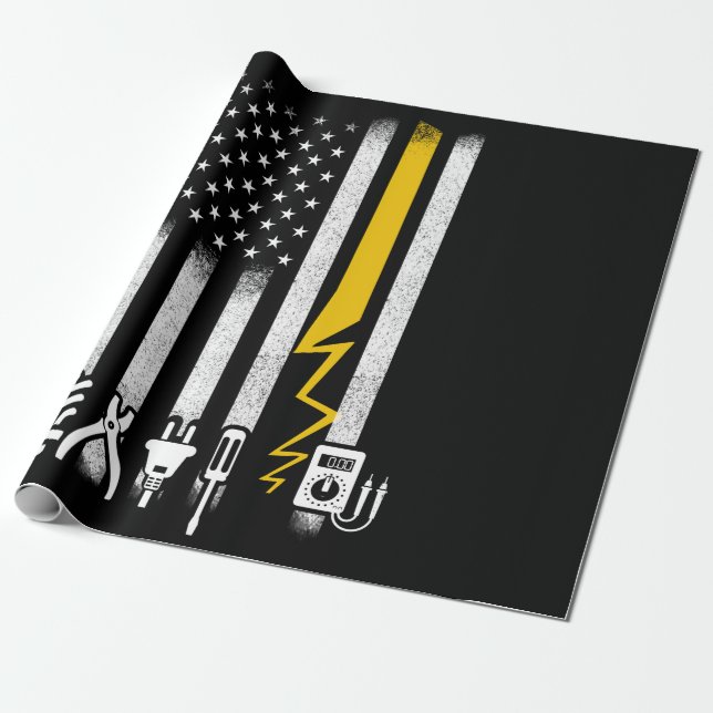 Electrician US Flag Tools for Electricians Wrapping Paper (Unrolled)