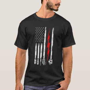 Electrician Us Flag With Tools T-Shirt