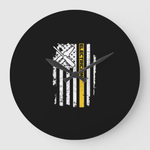Electrician USA Flag American Electrical Gift Large Clock