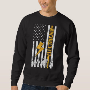 Electrician USA Flag Electricity Worker Lineman Gr Sweatshirt