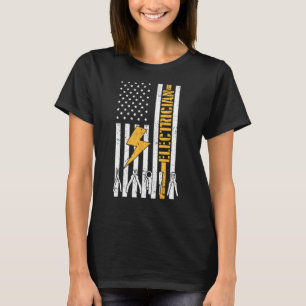 Electrician USA Flag Electricity Worker Lineman Gr T-Shirt