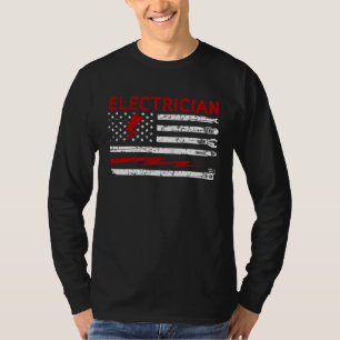 Electrician USA Flag Voltage Lineman Circuit Cable T-Shirt