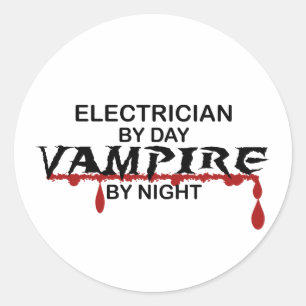 Electrician Vampire by Night Classic Round Sticker