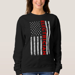 Electrician Vintage American Usa Flag Funny Engine Sweatshirt
