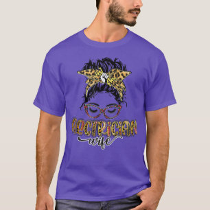 Electrician Wife Leopard Messy Bun Funny Wife Moth T-Shirt