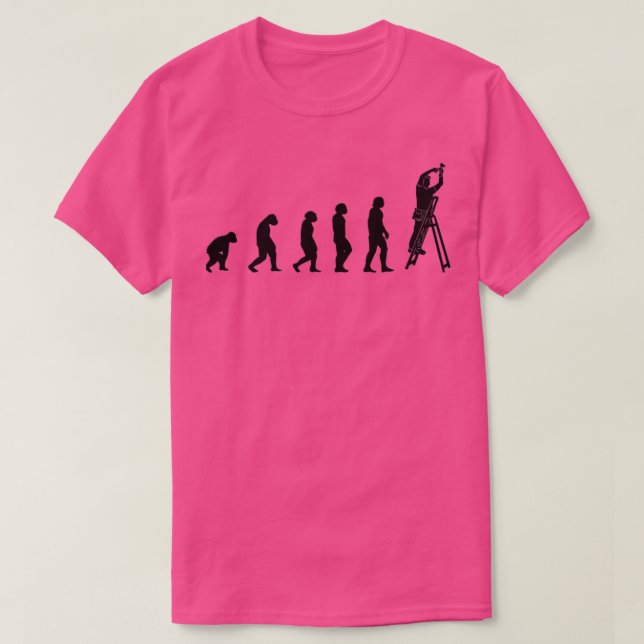 Electrician with tools on janitor ladder electrici T-Shirt (Design Front)