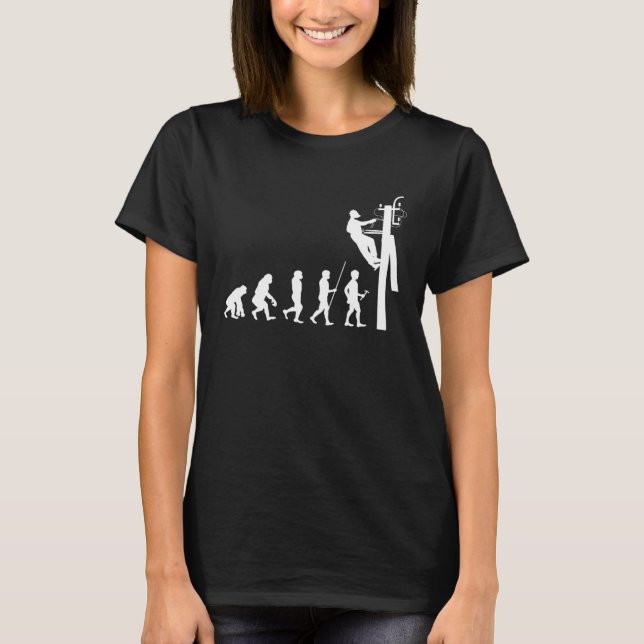 Electrician Worker Evolution Electricity  & Worker T-Shirt (Front)