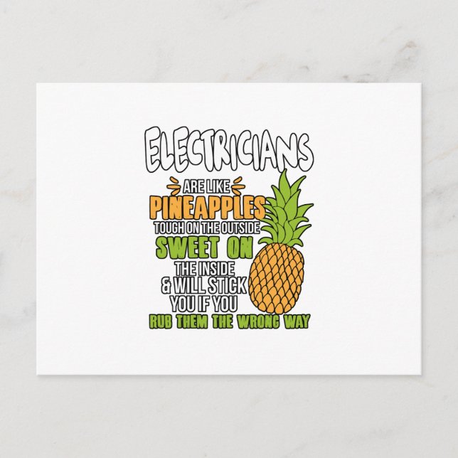 Electricians Are Like Pineapples. Announcement Postcard (Front)