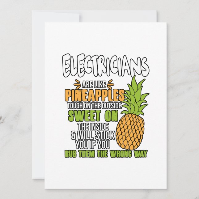 Electricians Are Like Pineapples. Holiday Card (Front)