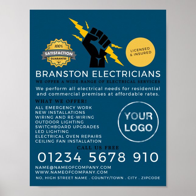 Electricians Fist, Electrician Advertising Poster (Front)